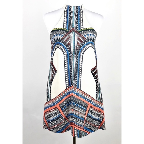 Alexis Vanji Halter Mini Dress Sz XS Tribal Print - Picture 2 of 7